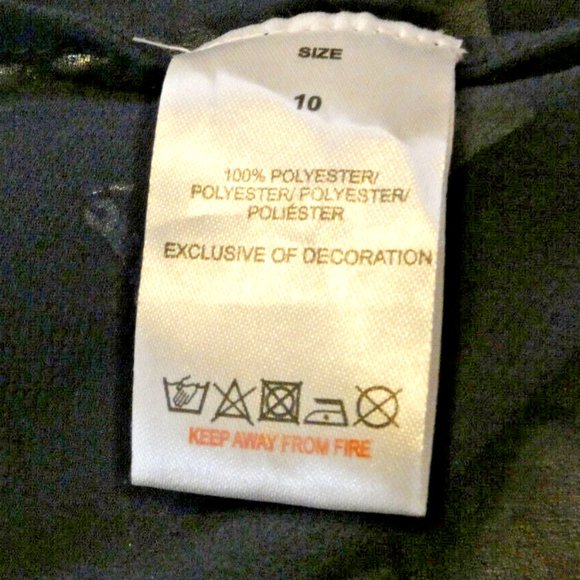 Navy Chiffon Blouse Beaded Top Sheer Dinner Dance Cocktail Party UK 10 = US 6 - Picture 7 of 9